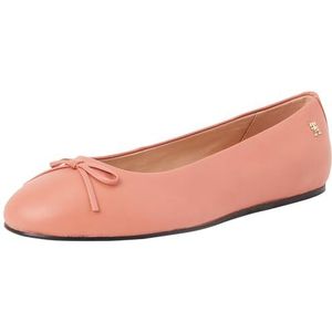 Tommy Hilfiger Dames Ballerina lederen platte strik FW0FW08359 Casual schoenen, oranje, 6.5 UK, Oranje, 40 EU