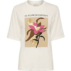 KAFFE Dames T-shirt Graphic Tee Short Sleeves Crew Neck Casual Fit Jersey Top Dames, Chalk/bloemenprint, M