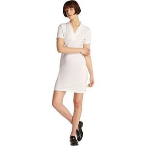 TOMMY HILFIGER Dames SLIM OPEN NK POLO JURK WW0WW42567, wit, XXS, Wit (Ecru), XXS
