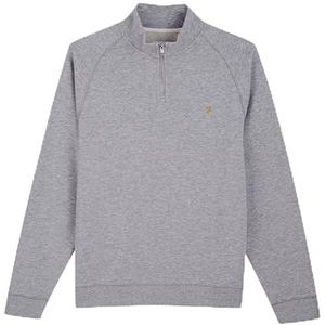 Farah Jim 1/4 Zip Sweatshirt, Light Grey Marl, Heren