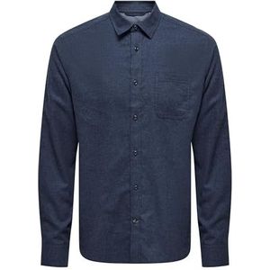 ONLY & SONS Onsroad Life Reg Melange Ls Shirt met lange mouwen voor heren, navy blazer, L