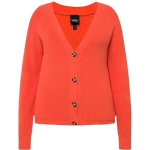 Ulla Popken - Gebreid Vest - Oranje - V-hals - Lange Mouw