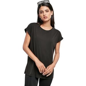 Urban Classics Dames T-shirt Ladies Modal Extended Shoulder Tee, vrouwen bovendeel met overgesneden schouders in vele kleuren, maten XS - 5XL, zwart, XL