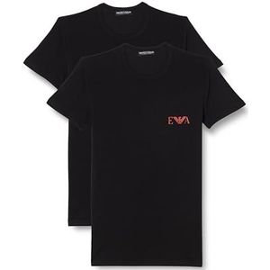 Emporio Armani Heren T-shirt (2 stuks), zwart/zwart, XL