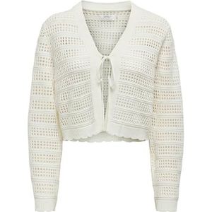 ONLY Dames Onllykke Tie Cardigan L/S KNT Noos Gebreid vest met geribbelde zoom en lange mouwen, regular fit, marshmallow, XS