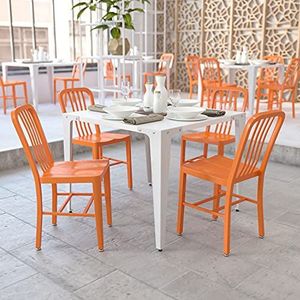 Flash Furniture Stoel voor binnen en buiten, metaal, oranje, 50,8 x 39,37 x 84,46 cm