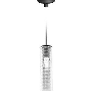 Homemania Hanglamp Clio, zwart, transparant, van glas, 8,5 x 8,5 x 31 cm, 1 x E27, max. 57 W, 1050 lm, 2700 K, 220-240 V