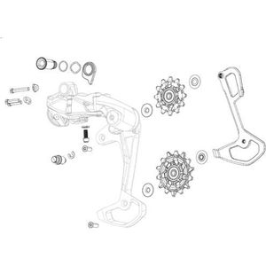 SRAM X0 Eagle T-type AXS achterderailleur set up sleutel/kooislot montageset - inclusief veren