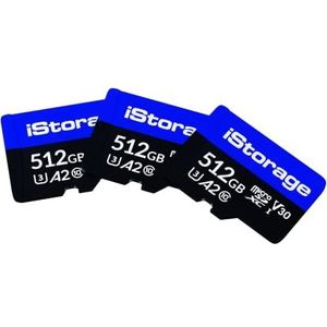 3 PACK iStorage microSD-kaart 512 GB | Gegevens die zijn opgeslagen op iStorage microSD-kaarten met behulp van datAshur SD USB flash drive | Alleen compatibel met datAshur SD-schijven