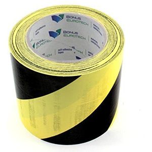 BONUS Eurotech 1BL23.71.0100/033A # PVC vloermarkeringstape, lijm op rubberen basis, zacht, lengte 33 m x breedte 100 mm x dikte 0,17 mm, geel/zwart