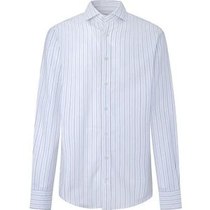 Hackett London Heren Jaspe Oxford Stripe Shirt, Grijs/Bruin, XS