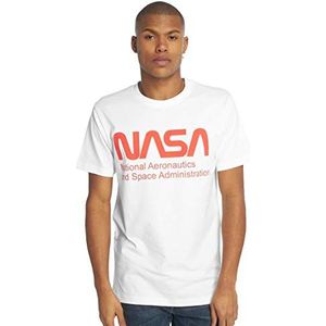 Mister Tee Heren NASA Wormlogo T-Shirt, wit, XS