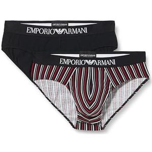 Emporio Armani Heren stretch katoen klassiek patroon mix 2pack slip, Chevron Print/Marine, XL, Chevron Print/Marine, XL