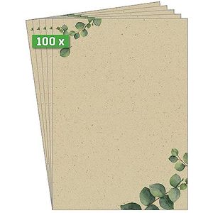 SIGEL DP615 briefpapier/menupapier DIN A4 100 g/m² graspapier aan beide zijden bedrukt voor alle printers, donkerbeige/groen, 100 vellen