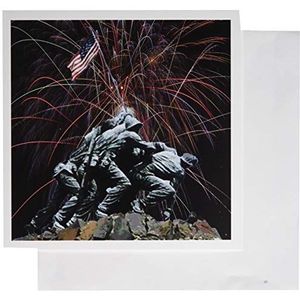 3drose Marine Corp Memorial met vuurwerk - wenskaarten, 6 by foto, 6 stuks (GC 14248 1)