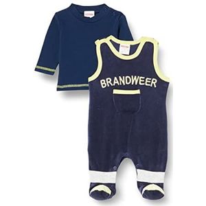 Playshoes Unisex Baby Brandweer romperset, marineblauw, 56