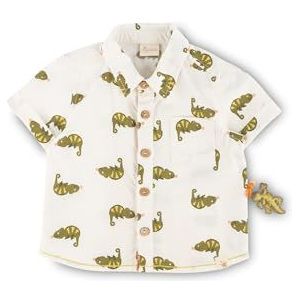 Sigikid Overhemd voor babyjongens, zomerse geweven stof, biologisch katoen, wit/groen, 92 cm