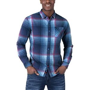 Timezone Weave geruit herenshirt, Iregular Blue Check, S