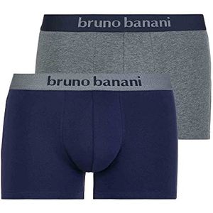 bruno banani Boxershorts voor heren, verpakking van 2 stuks, marineblauw // grijsmelange, XL