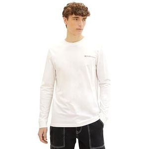 TOM TAILOR Denim T-shirt met lange mouwen voor heren, 12906 - Wool White, L