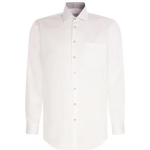 Seidensticker Zakelijk overhemd voor heren, regular fit, strijkvrij, kent-kraag, lange mouwen, 100% katoen, wit, 46
