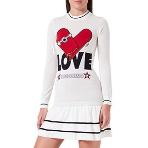 Love Moschino Dames Lange Mouwen Gemengde Wool Jurk, Wit, 38