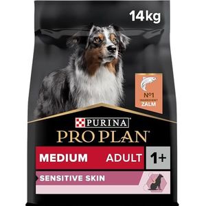 Pro Plan Hond Medium Adult Sensitive Skin Hondenvoer, Adult Hondenbrokken - Gevoelige Huid, met Zalm, 14kg