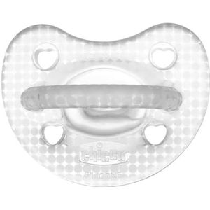 Chicco PhysioForma Luxe, siliconen fopspeen van 2-6 maanden, zacht rubber, ondersteunt de fysiologische ademhaling en bevordert de juiste ontwikkeling van de mond, 2 stuks, transparant