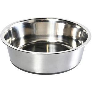 Dehner Favoriete honden- en kattenbak zilver, ca. Ø 21,5 cm, hoogte 6,5 cm, volume 1650 ml, roestvrij staal, zilver