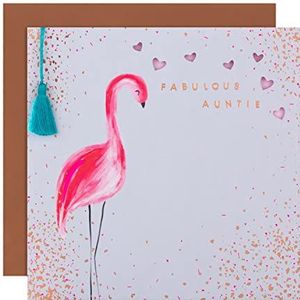 Verjaardagskaart voor tante van stempel - reliëf en uitgesneden Flamingo Design