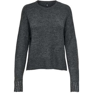 ONLY Onlohio LS O-Neck Bling Pullover Knt Pullover, Donkergrijs, L voor Dames, Donkergrijs, L