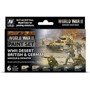Vallejo 070208 Kleurset, Duitse en Britse infanterie, woestijnkleuren WWII modelbouwset