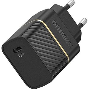 OtterBox USB-C PD GaN EU Wandoplader 45W, USB-C snellader voor smartphone en tablet, getest op vallen, robuust, ultraduurzaam, Zwart
