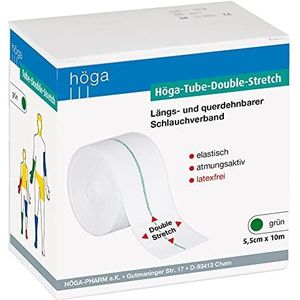 Höga Pharm Tube-Double-Stretch lang- en dwarsrekbare slang, groen 5,5 cm x 10 m, elastisch, ademend, latexvrij, per stuk verpakt (1 x 1 stuks)