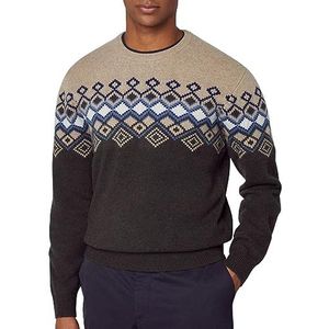 Hackett London Fairisle Crew Sweater voor heren, Groen (Khaki Multi), L