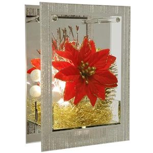 Gedecoreerd decoratief object van glas met LED-licht, mini kerstster, engelenhaar, dennengroen, lamp, sfeerlicht, kerstdecoratie, 3D-afbeelding, decoratie, Kerstmis, tafeldecoratie, ornamenten,