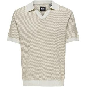 ONLY & SONS Heren Onsadrian Life Reg 7 Ss Resort Polo Knit, Zilvervoering., XXL