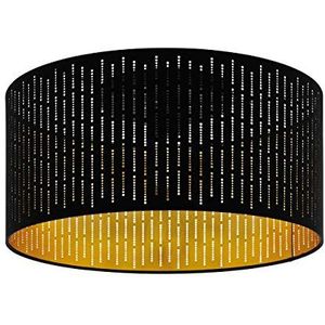 Eglo Plafondlamp Varillas, 1-vlammige plafondlamp, moderne woonkamerlamp van staal en textiel in zwart, goud, keukenlamp, hallamp met E27-fitting