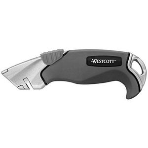 Westcott E-84023 00 veiligheids-cutter aluminium legering met softgrip-handgreep, lemmetbreedte 18 mm, grijs/zwart