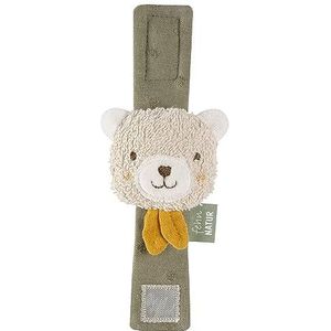 Fehn Rammelarmband beer fehnNATUUR – activity-armband met rammelaar en biologisch katoen (kbA) voor grijpen, bewegen en geluiden produceren, educatief speelgoed voor baby's en peuters vanaf 0+ maanden