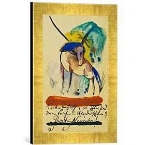 Ingelijst beeld van Franz Marc ""Paard. 1913. Op ansichtkaart aan Else Lasker-leer"", kunstdruk in hoogwaardige handgemaakte fotolijst, 30x40 cm, Gold Raya