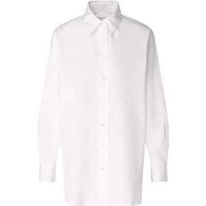 Seidensticker Damesblouse, modieuze blouse, regular fit, hemdblousekraag, lange mouwen, 100% katoen, wit, 42