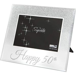 Maturi Gespiegelde Zilveren Glitter 6 x 4 Inch Fotolijst Happy 50th, 6x4