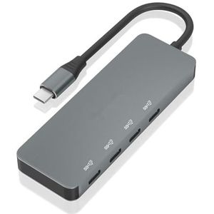 USB 3.2 Gen 2 10G USB-C HUB met 4 USB-C-poorten, 15 cm, grijs, ideaal voor poortuitbreiding en snelle gegevensoverdracht.