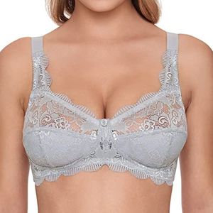 SUSA Latina, beha voor dames, zonder beugel, met genaaide cups en in lengte verstelbare bandjes, ideale grip, haaksluiting, grijs (024), 100B