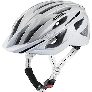 ALPINA HAGA - Schokabsorberende, veilige en optimaal aanpasbare urban fietshelm met geïntegreerd ledlicht voor volwassenen, wit glanzend, 51-56 cm