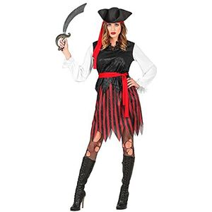 Widmann 53052 kostuum piraat van het Caribisch gebied, blouse met vest, rok, riem, hoofdband, hoed, zeeroverster, themafeest, carnaval, dames, meerkleurig, M