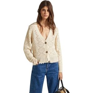 Pepe Jeans Grace Cardigan Trui voor dames, Beige (Antiek Kant Beige), S