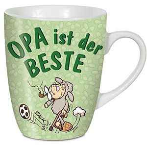 NICI Mok ""Opa ist der BESTE"" - koffiebeker voor de beste grootvader ter wereld, kleurrijk, 8 x 10 cm vulvolume 310 ml (gevuld tot ca. 1 cm onder de rand), groen, 29043