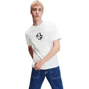 KARL LAGERFELD JEANS VOOR HEREN, T-SHIRT MET NORMALE MONOGRAM EN KORTE MOUWEN, WIT, KLEIN